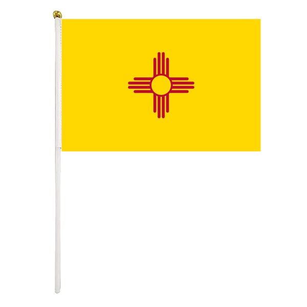

new mexico handheld flag 14x21cm mini hand waving flag banner with plastic flagpole for office festival events celebration