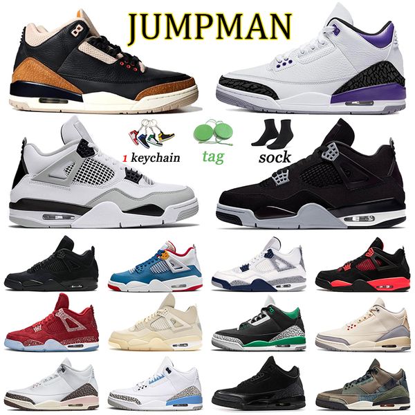 

designer 4 jumpman 3 dark iris basketball shoes 4s military black cat red thunder off sneakers desert elephant women white oreo sports 3s me, White;red