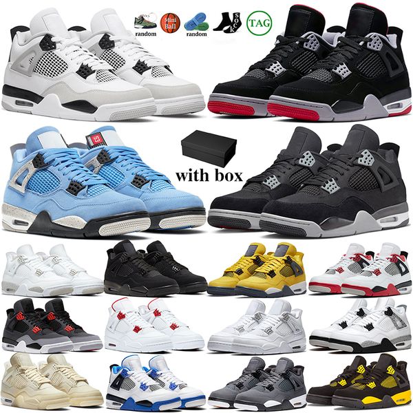 

2023 j4 with box jumpman 4 shoes women men basketball military black cats noir university blue sail oreo midnight navy travis bred