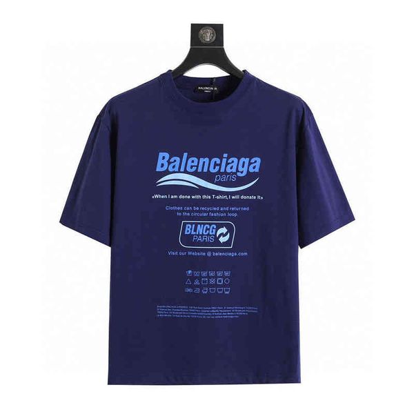 

designer t shirt baleciga's 2022 paris fashion week walk show korean version of environmental protection theme new wave printed short s, White;black