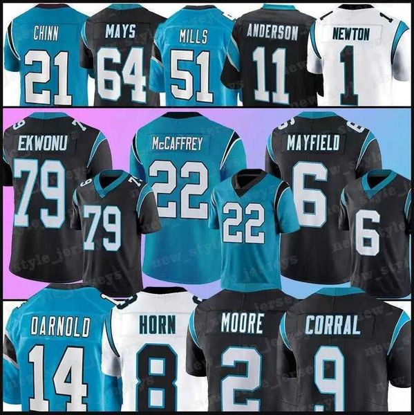 

baker mayfield custom jersey carolina''panthers''game dj moore jeremy chinn christian mccaffrey ikem ekwonu sam darnold