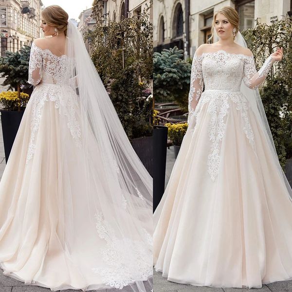 

charming a-line wedding gowns 2022 fashion illusion o neckline lace appliques long sleeve bridal dress, White