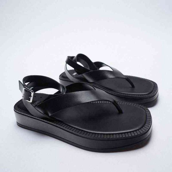 

sandals za fashion woman sandals 2022 new casual flip-flop summer shoes big size platform flat for women beach slides 220623, Black