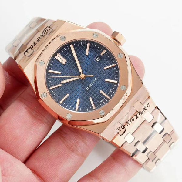 

fashion luxury mens automatic mechanical watches classic style 42mm full steel strap wristwatches super luminous exquisite gift gold swiss a, Slivery;brown