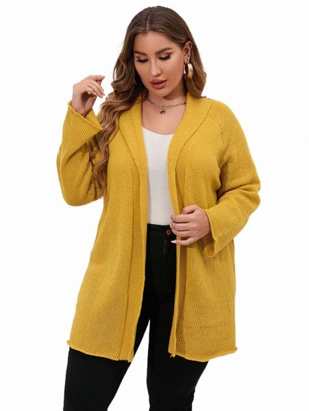 

plus size t-shirt plus raglan sleeve duster cardigan 50pm#, Black