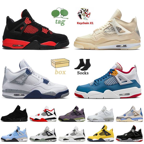 

2022 with box jumpman 4 4s basketball shoes red thunder sail midnight navy messy room white oreo canyon purple bred military black cat women