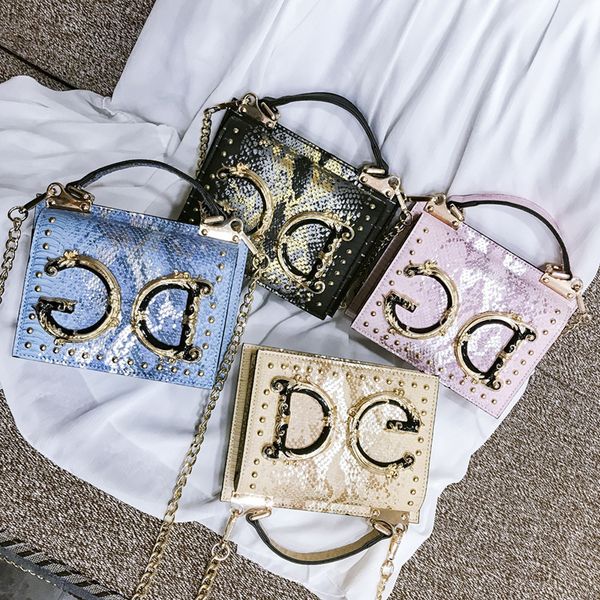 

designer bags fashion autumn winter 2022 new snake metal rivet handbag letter versatile one shoulder msenger