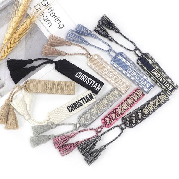 

classic brand fashion bracelets chains jewelry bangles handmade embroidered link woven tassel adjustable women men lover gift chain bangle z, Black