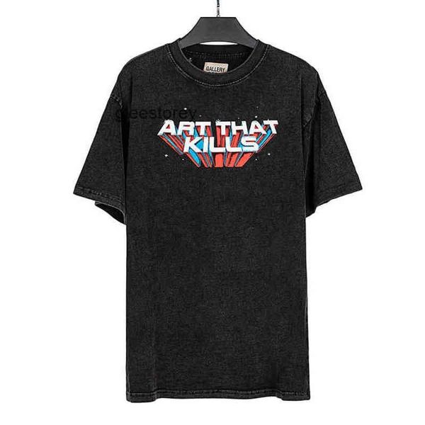 

designer trendy gallerydepts t shirts fashion brand atk letter printing washing water used men's women's sleever10f, White;black