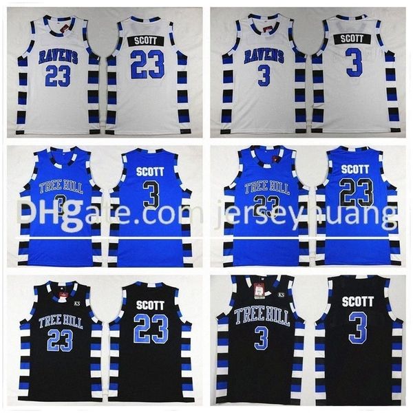 

jersey ncaa one tree hill ravens 3 lucas scott jerseys 23 nathan black basketball jersey brother movie white blue m9ai#
