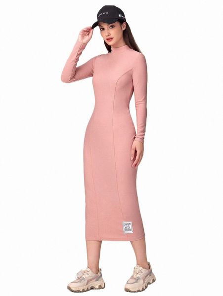 

casual dresses mock neck patch detail dress 2022 new o0lu#, Black;gray