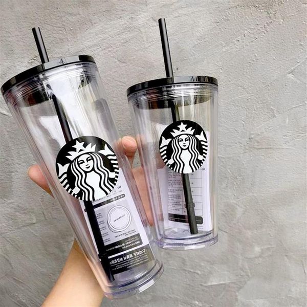

starbucks cold cup clear venti tumbler traveler with green straw logo - 16 oz240f203p