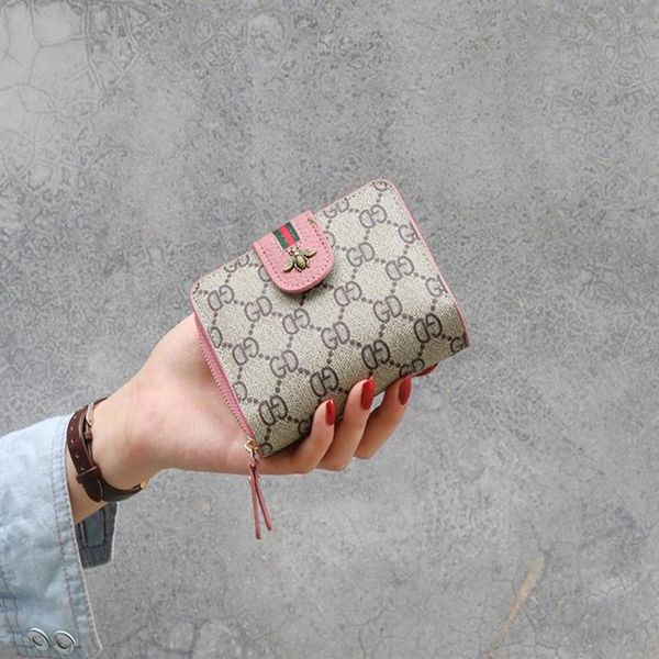 

4 colors wallets men women fashion card holder credit cards changes cute short bee pattern wallet178r, Red;black