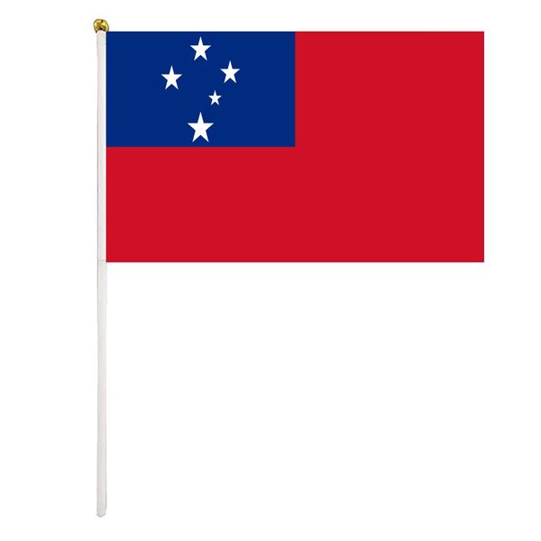 

samoa handheld flag 14x21 cm polyester mini hand waving flags with plastic flagpoles for festival events celebration