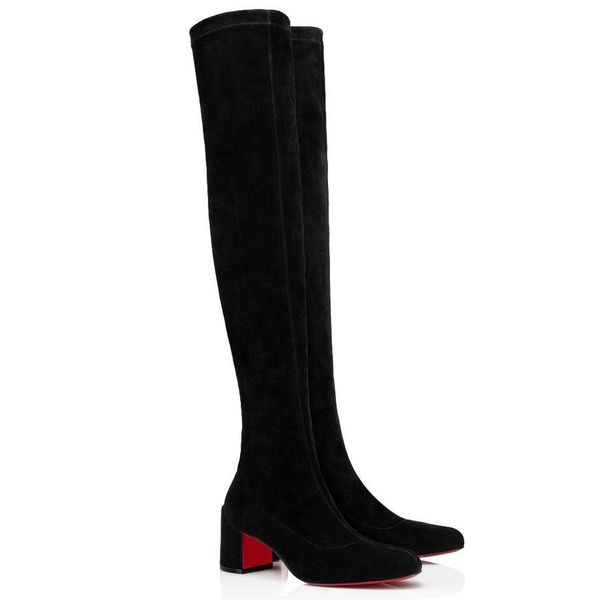 

23s ladies winter tall boots woman red botto shoes ankle boot reds soles heels turela bootie heeled fashion black soft suede leather eu35-43
