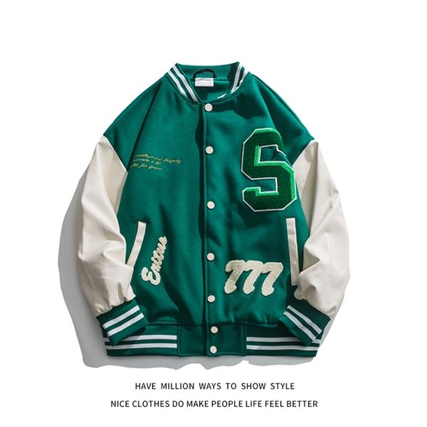 

mens jackets arrival spring and autumn patchwork emrboid mens letterman baseball bomber jacket unincouple stadium award coat street 220829, Black;brown