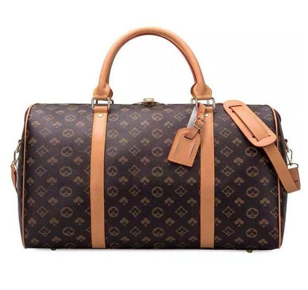 

55cm pu leather duffel bag designer men suitcases luggage sport outdoor packs shoulder travel bags messenger totes bags handbags