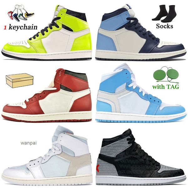 

shoe athletic outdoor sport basketball shoes 2022 women mens jumpman 1 chicago reimagined visionaire bred text 1s university blue green pyth