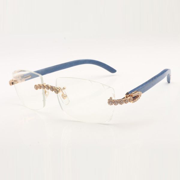 

bouquet white diamonds glasses frame 3524015-d natural wood legs and 58mm clear cut lenses thickness 3.0mm, Silver