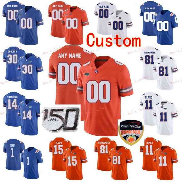 

american college football wear stitched custom 81 aaron hernandez 84 kyle pitts 89 tyrie cleveland florida gators college youth jersey, Black