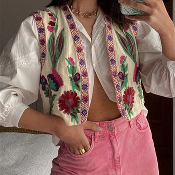 

women's vests pb za summer women's fashion retro flower embroidery loose sleeveless cardigan vest 6895028 6895028 220827, Black;white