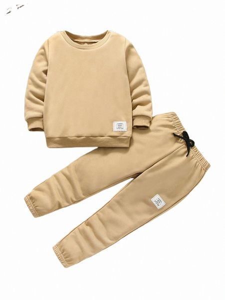 

others apparel toddler boys patch detail sweatshirt & sweatpants n2ky#, Black;white