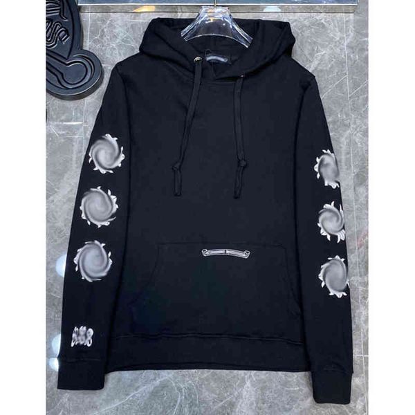 

classic luxury sweatshirts brand ch designer hoodie fashion men horseshoe sanskrit loose zipper jacket pullover hooded coat num8, Black