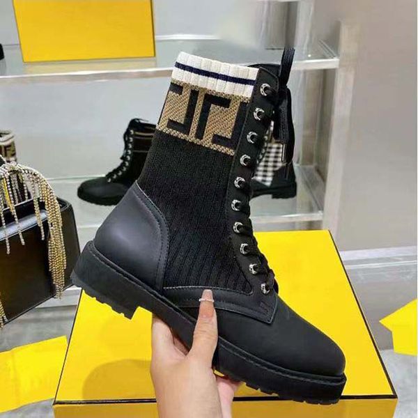 

designer boots women knitted stretch martin black leather knight womens short boot design casual shoes luxurys designers fen boots di