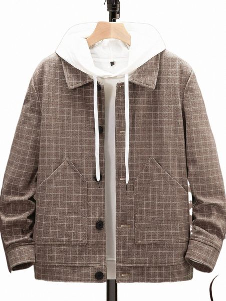 

men's down & parkas men plaid single breasted overcoat without hoodie k0nf#, Black