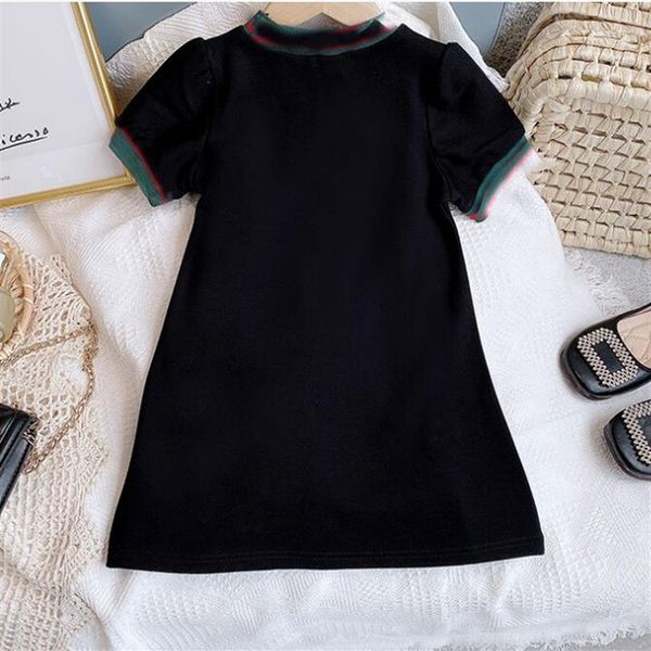 

luxury baby girls dress kids letter bowknot summer short sleeve children casual designer clothing for 2-9y218y, Red;yellow