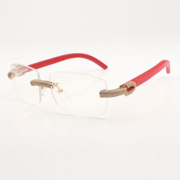 

new dense diamond glasses frame 3524015-a natural wood legs and 58mm clear cut lenses thickness 3.0mm, Silver