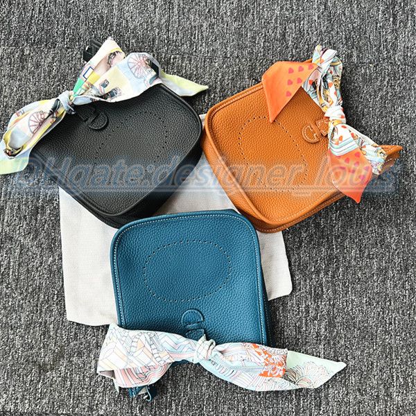 

luxury designer evelyn calfskin bag totes with scarf hollow out women's mens tote handbags mini metal head leather clutch crossbody sho