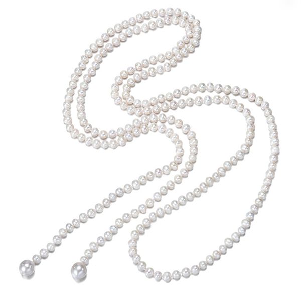 

white long real freshwater pearl necklace 60inches baroque multi layers wedding bridal jewelry, Silver