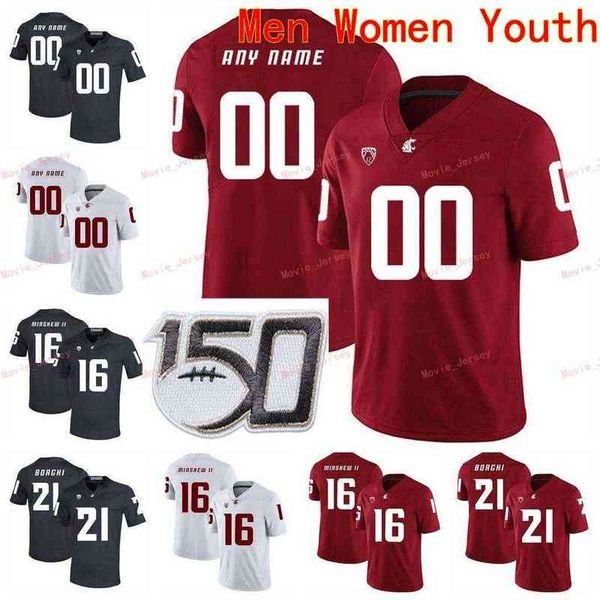 

american college football wear stitched custom 11 drew bledsoe 12 dezmon patmon 15 gunner cruz 16 deon mcintosh washington state cougars men, Black