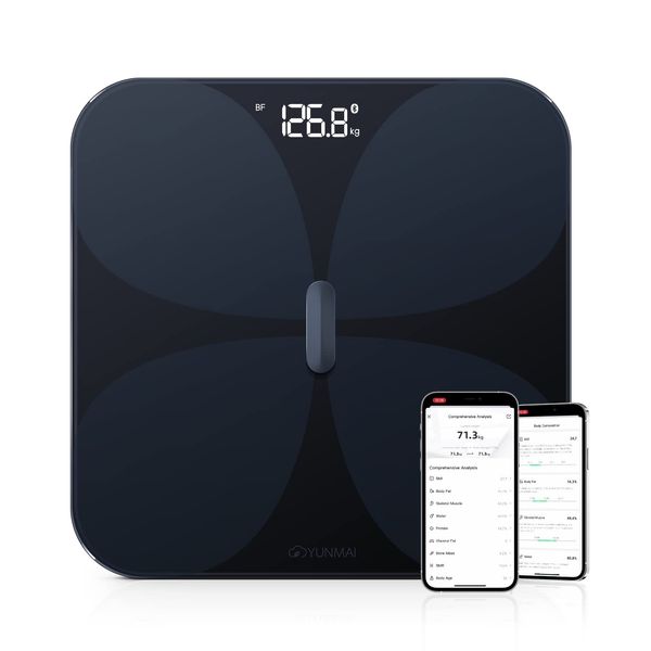 

yunmai m1806 pro body fat smart scale body composition monitor black w/ app