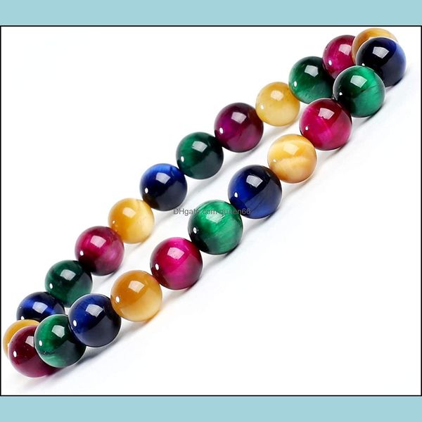 

beaded strands 10mm men tiger eye bracelet relax anxiety crystal beaded strand triple protection jewelry healing chakra dhseller2010 dhqgl, Black