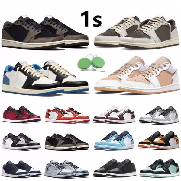 

1 1s low men women basketball shoes sneaker reverse dark mocha fragment white tan camo wolf grey paint drip royal cyber bred shadow toe mens