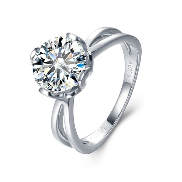 

solitaire ring wedding rings 14k white gold engagement 10ct 65mm round cut d color vvs1 solid fine for women 220829, Golden;silver