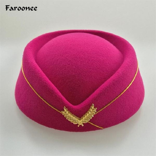 

berets wool felt pillbox air hostesses beret hat base cap airline stewardess formal uniform caps accessory 220829, Blue;gray
