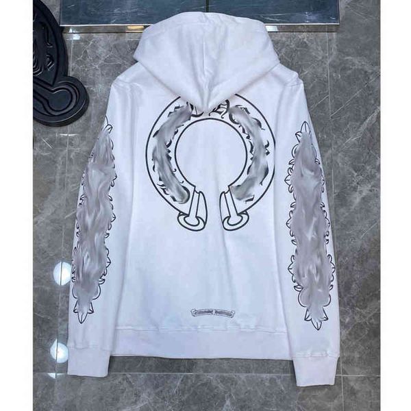 

luxury fashion sweatshirts classic ch zipper men loose pullover hooded designer horseshoe sanskrit hoodie sweater ragf, Black
