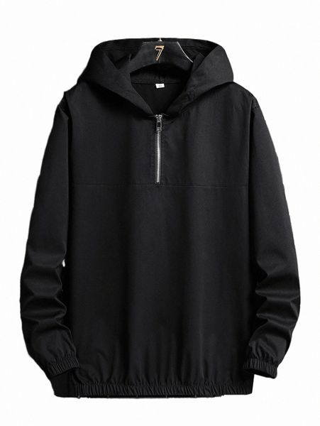 

men's jackets men quarter zip hooded jacket 2022 new i40v#, Black;brown
