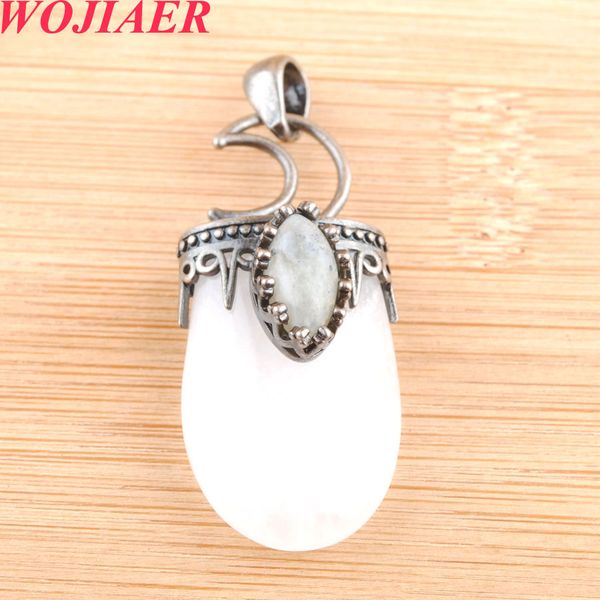 

natural chakra labradorite stone pendant crown moon energy crystal amulet for jewelry making diy women necklace gifts bo910, Silver