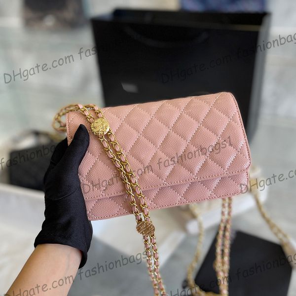 

early fall classic mini flap quilted coin bags caviar leather wallet with gold metal chain crossbody shoulder purse multi pochette phone car