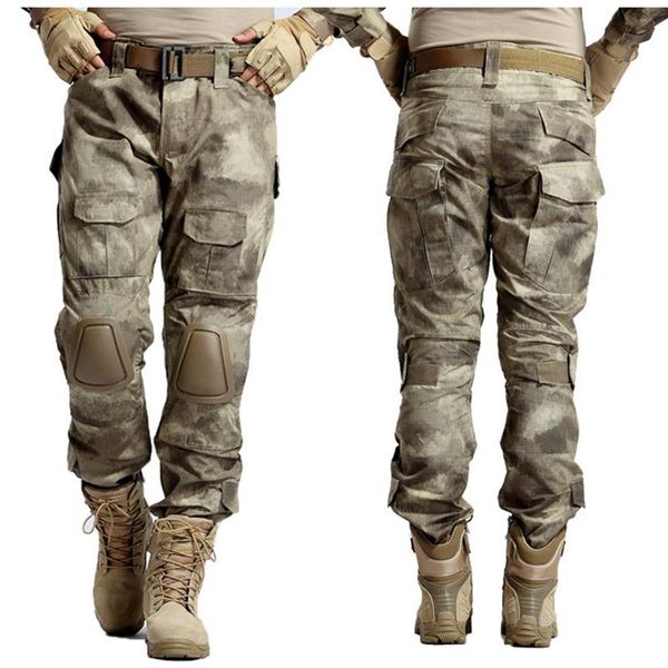 

outdoor pants multicam camouflage military tactical army uniform trouser hiking paintball combat cargo with knee pads284e, Black;green
