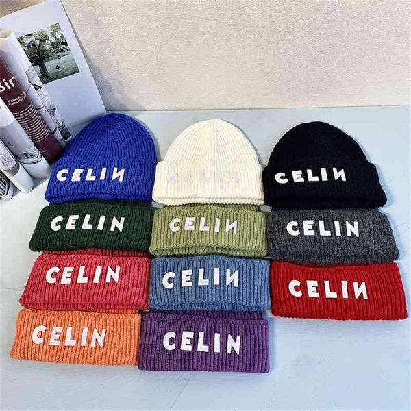 

korean designer caps ball celins thickened warm knit hat autumn winter ins net red wool hat women simple multicolor series cold hat men261w, Blue;gray