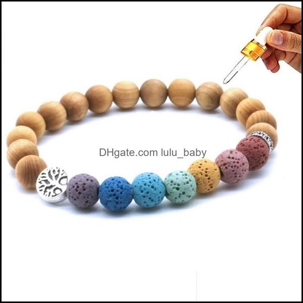 

beaded strands wooden beads tree of life 7 chakras strand bracelet lava stone essential oil diffuser bracelets buddha energ lulubaby dh3vg, Black