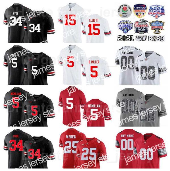 

american college football wear ncaa ohio state buckeyes college 15 ezekiel elliott jersey football 5 raekwon mcmillan 3 michael thomas braxt, Black