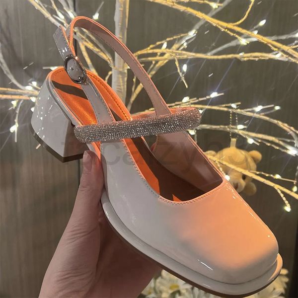 

sandals designer high-heeled mary jane shoes women's spring summer thick heeled single one line buckle baotou sals, Black