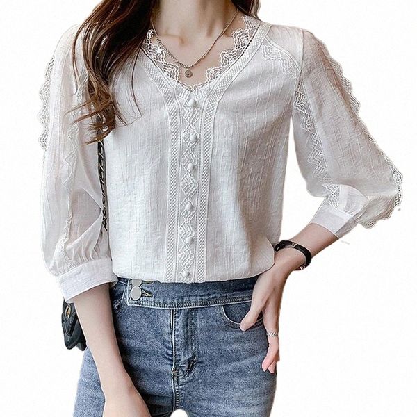 

women's blouses & shirts women's blouses & shirts bethquenoy white with lace women chiffon shirt 2022 plus sized chemisier femme s