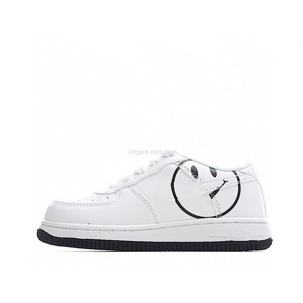 

kids low force 1 running shoes have a nice day white gs av0742-100 smile face girls boys children designer sneakers us size 7.5c-3y eur 24-3, Black